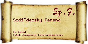 Szádeczky Ferenc névjegykártya