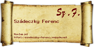 Szádeczky Ferenc névjegykártya