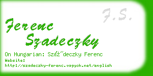 ferenc szadeczky business card